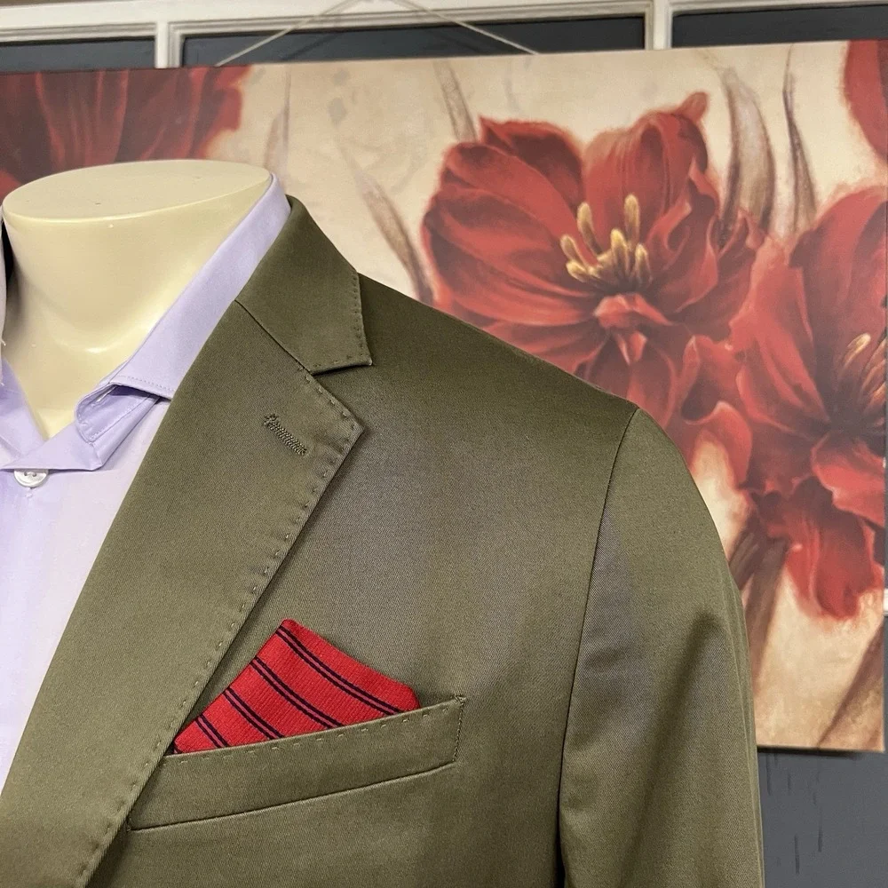 Banana Republic Performance Sport Blazer Mens 44R Slim Fit Cotton Stretch Olive